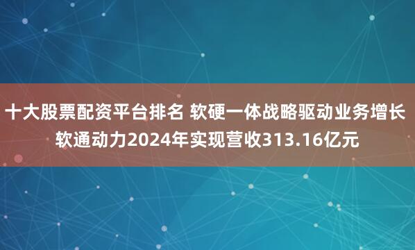 十大股票配资平台排名 软硬一体战略驱动业务增长 软通动力2024年实现营收313.16亿元