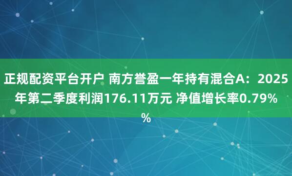 正规配资平台开户 南方誉盈一年持有混合A：2025年第二季度利润176.11万元 净值增长率0.79%